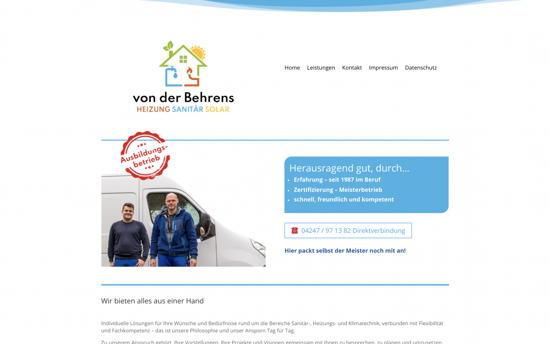 Webdesign für einen Meisterbetrieb