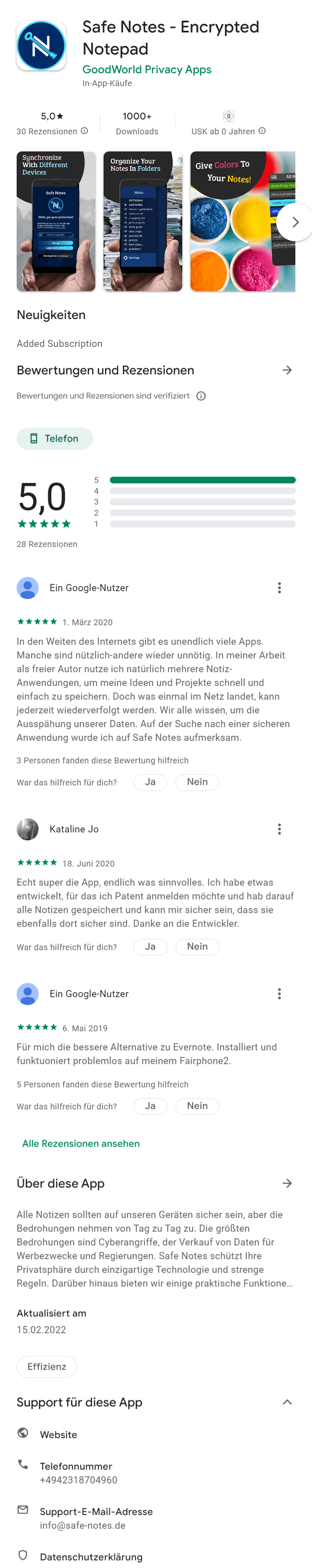 Zusammenfassung Safe Notes für Android – unser App Vorhaben | GoodWorld ...
